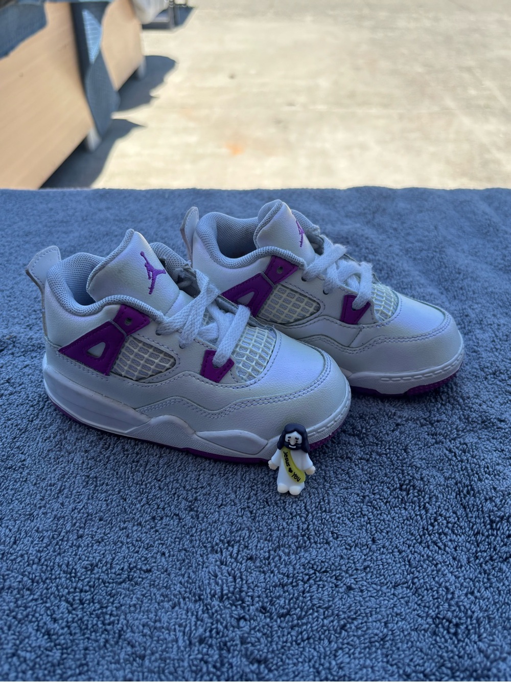 Jordan Kids White and Purple Low-Top Sneakers